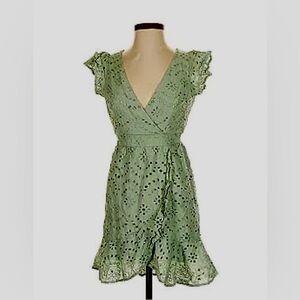 Japna Green Eyelet Wrap Dress – Size M